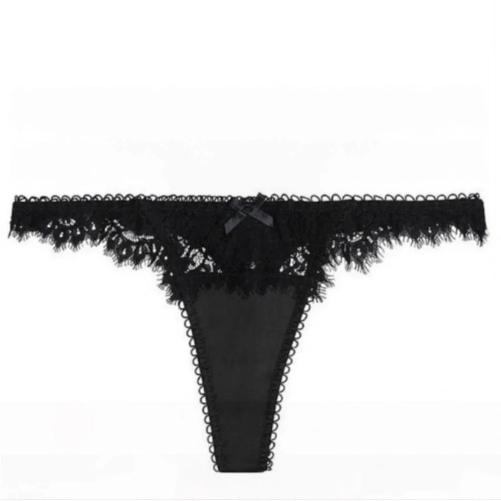 New! For Love And Lemons Faye Black Lace thong Panty 51014
